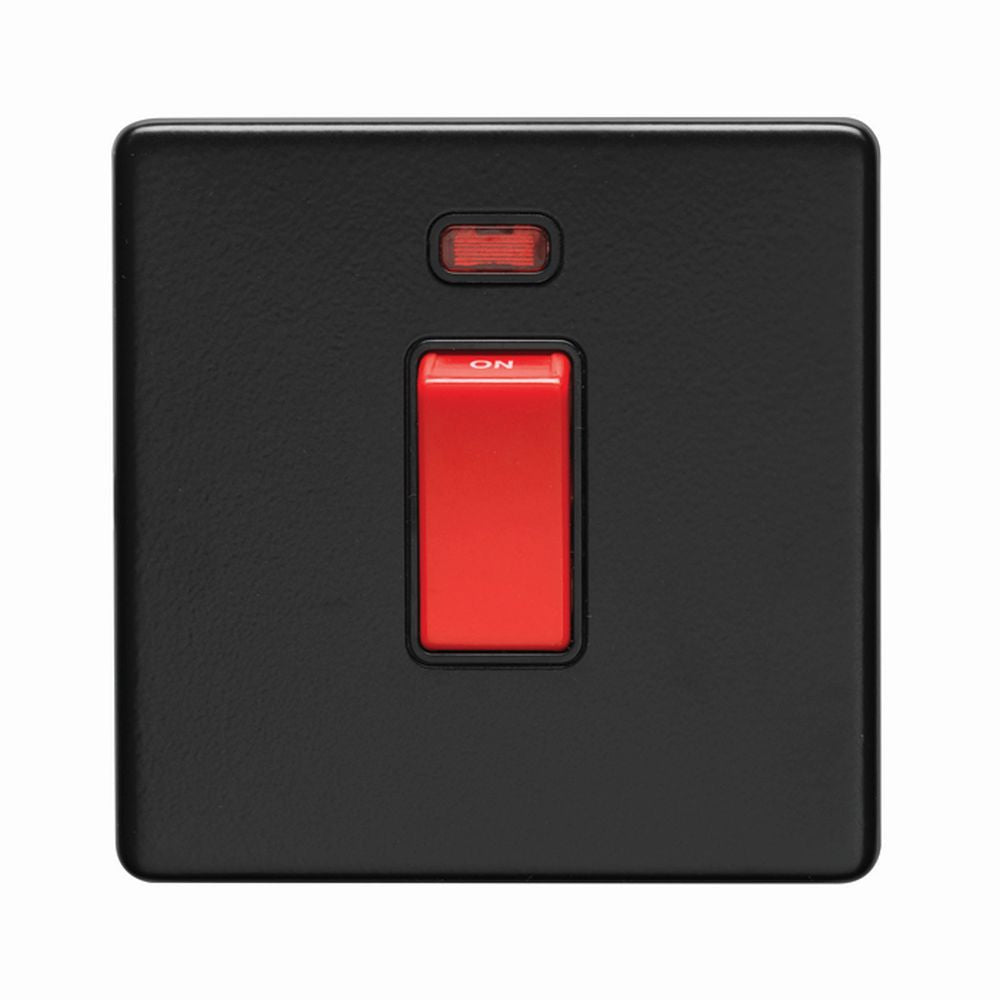 This is an image showing Eurolite Concealed 3mm 45Amp Switch with Neon Indicator - Matt Black (With Black Trim) ecmb45aswnsb available to order from T.H. Wiggans Ironmongery in Kendal, quick delivery and discounted prices.