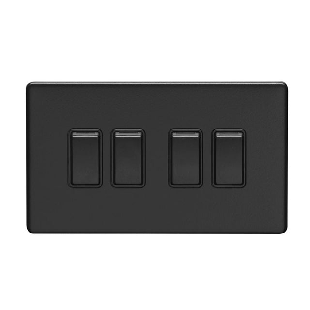 This is an image showing Eurolite Concealed 3mm 4 Gang Switch - Matt Black (With Black Trim) ecmb4swb available to order from T.H. Wiggans Ironmongery in Kendal, quick delivery and discounted prices.