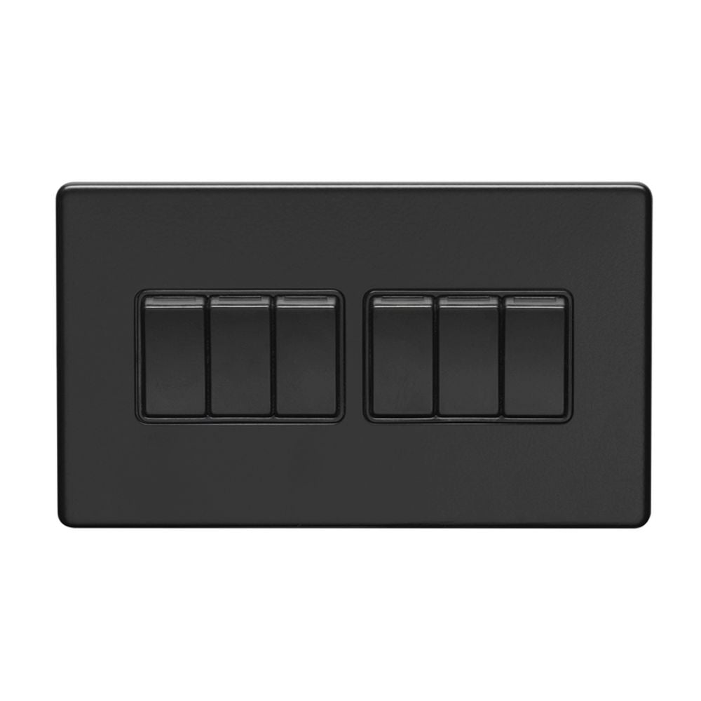 This is an image showing Eurolite Concealed 3mm 6 Gang Switch - Matt Black (With Black Trim) ecmb6swb available to order from T.H. Wiggans Ironmongery in Kendal, quick delivery and discounted prices.