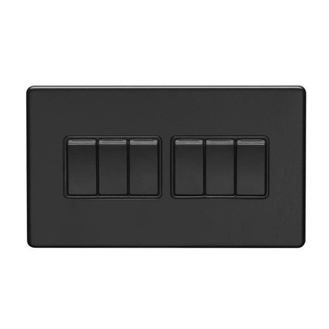 This is an image showing Eurolite Concealed 3mm 6 Gang Switch - Matt Black (With Black Trim) ecmb6swb available to order from T.H. Wiggans Ironmongery in Kendal, quick delivery and discounted prices.