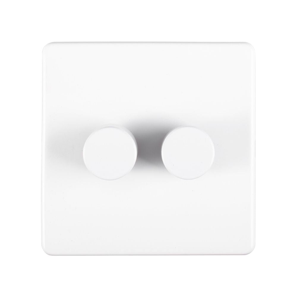 This is an image showing Eurolite Concealed 3mm 2 Gang Dimmer - White (With White Trim) ecw2d400 available to order from T.H. Wiggans Ironmongery in Kendal, quick delivery and discounted prices.