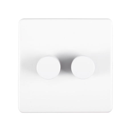 This is an image showing Eurolite Concealed 3mm 2 Gang Dimmer - White (With White Trim) ecw2d400 available to order from T.H. Wiggans Ironmongery in Kendal, quick delivery and discounted prices.
