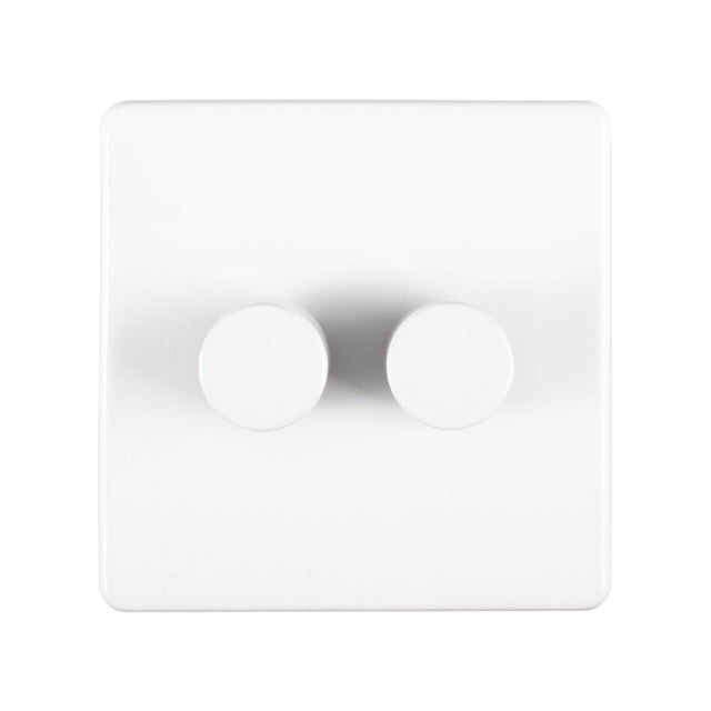 This is an image showing Eurolite Concealed 3mm 2 Gang Dimmer - White (With White Trim) ecw2d400 available to order from T.H. Wiggans Ironmongery in Kendal, quick delivery and discounted prices.