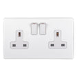 This is an image showing Eurolite Concealed 3mm 2 Gang Socket - White (With White Trim) ecw2sow available to order from T.H. Wiggans Ironmongery in Kendal, quick delivery and discounted prices.