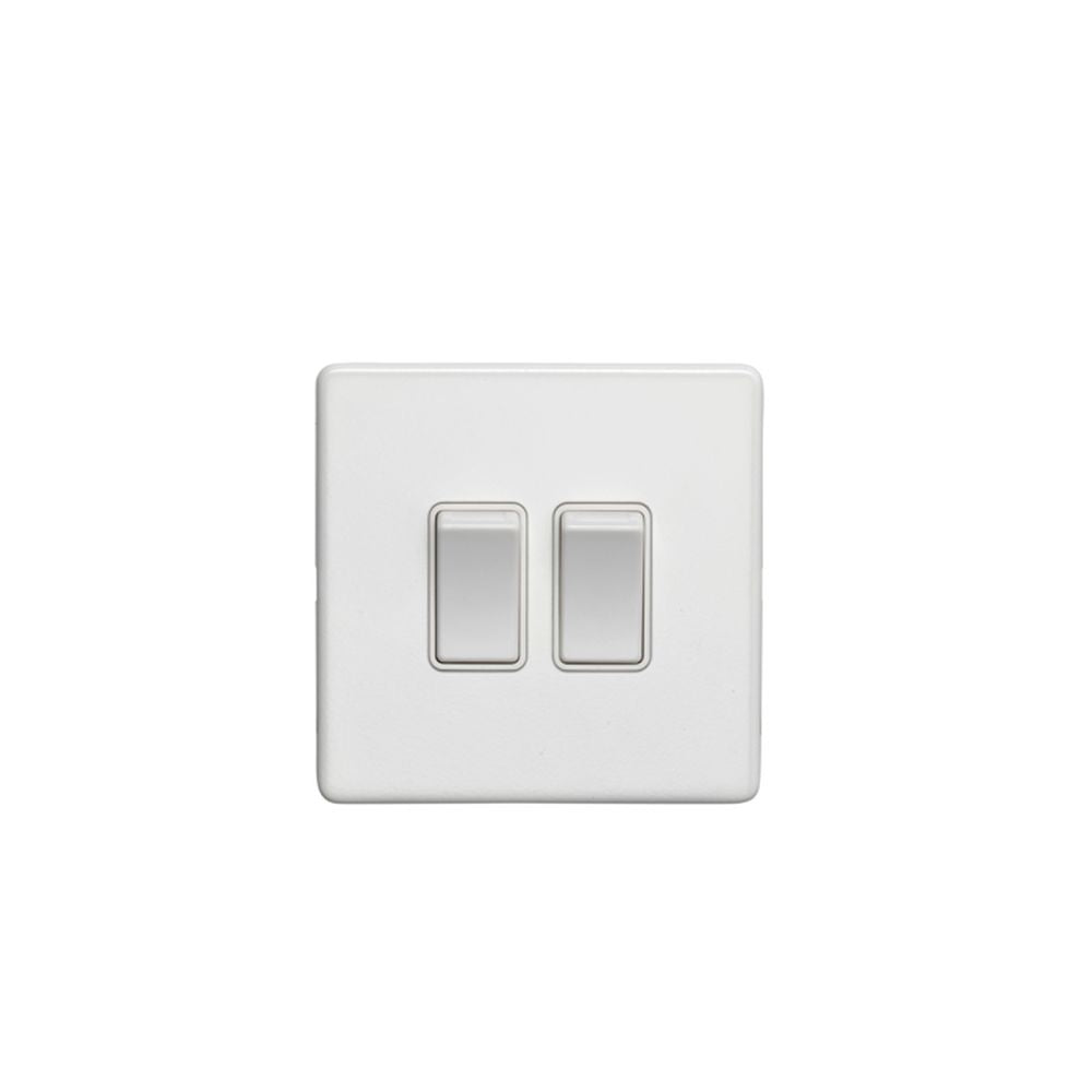This is an image showing Eurolite Concealed 3mm 2 Gang Switch - White (With White Trim) ecw2sww available to order from T.H. Wiggans Ironmongery in Kendal, quick delivery and discounted prices.