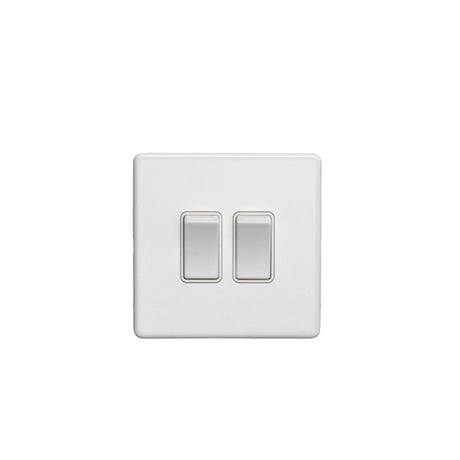 This is an image showing Eurolite Concealed 3mm 2 Gang Switch - White (With White Trim) ecw2sww available to order from T.H. Wiggans Ironmongery in Kendal, quick delivery and discounted prices.