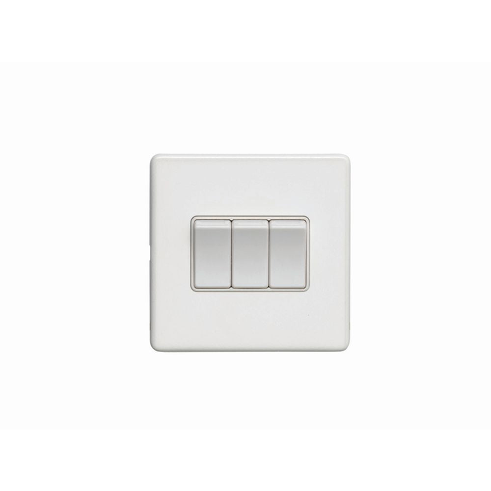This is an image showing Eurolite Concealed 3mm 3 Gang Switch - White (With White Trim) ecw3sww available to order from T.H. Wiggans Ironmongery in Kendal, quick delivery and discounted prices.