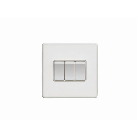 This is an image showing Eurolite Concealed 3mm 3 Gang Switch - White (With White Trim) ecw3sww available to order from T.H. Wiggans Ironmongery in Kendal, quick delivery and discounted prices.