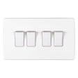 This is an image showing Eurolite Concealed 3mm 4 Gang Switch - White (With White Trim) ecw4sww available to order from T.H. Wiggans Ironmongery in Kendal, quick delivery and discounted prices.