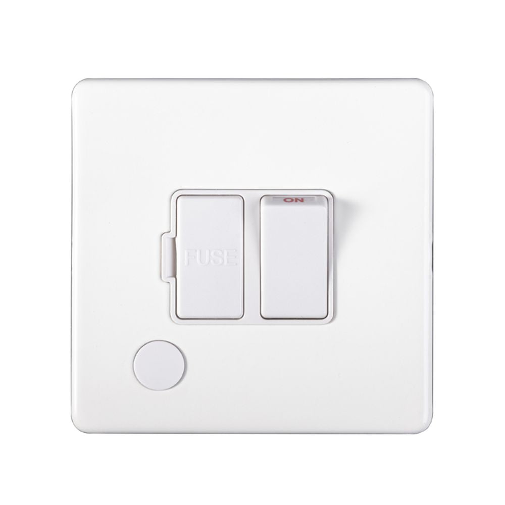 This is an image showing Eurolite Concealed 3mm Switched Fuse Spur - White (With White Trim) ecwswffow available to order from T.H. Wiggans Ironmongery in Kendal, quick delivery and discounted prices.