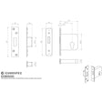 This image is a line drwaing of a Eurospec - Euro Profile BS Cylinder Deadlock 64mm - Satin Stainless Steel available to order from T.H Wiggans Architectural Ironmongery in Kendal