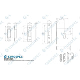 This image is a line drwaing of a Eurospec - Easi-T Economy Euro Profile Deadlock 64mm - Satin Nickel available to order from T.H Wiggans Architectural Ironmongery in Kendal