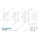 This image is a line drwaing of a Eurospec - Easi-T Economy Euro Profile Deadlock 76mm - Nickel Plate available to order from T.H Wiggans Architectural Ironmongery in Kendal