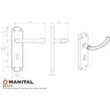 This image is a line drwaing of a Manital - Ibra Lever on Euro Lock Backplate - Satin Chrome available to order from Trade Door Handles in Kendal