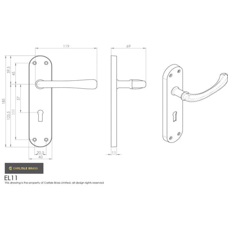 This image is a line drwaing of a Manital - Ibra Lever on Lock Backplate - Satin Chrome available to order from Trade Door Handles in Kendal