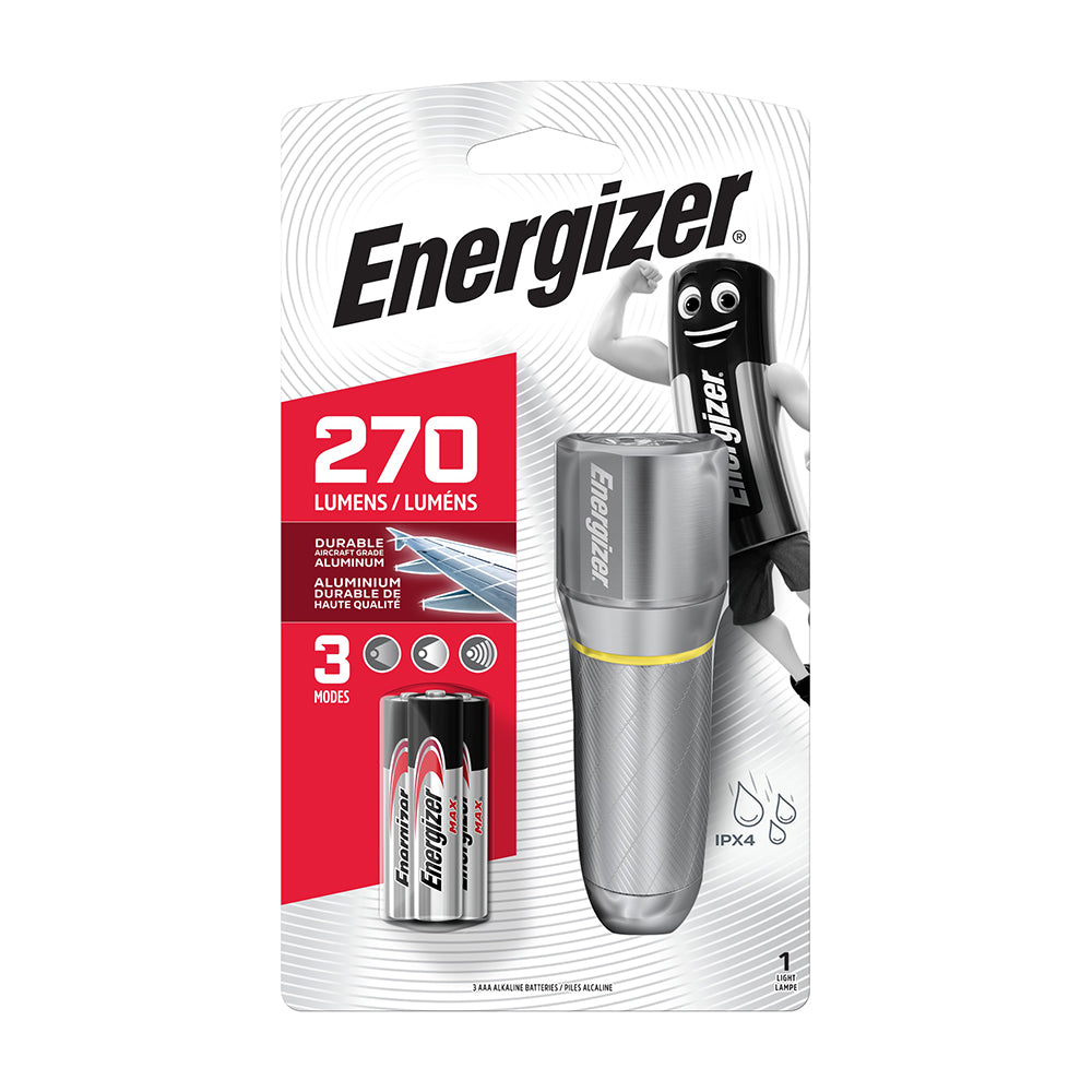 This is an image showing TIMCO Energizer® LED Vision HD Metal Handheld Torch - 270 Lumen - 270 Lumen - 1 Each Backing Card available from T.H Wiggans Ironmongery in Kendal, quick delivery at discounted prices.