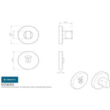 This image is a line drwaing of a Eurospec - Thumbturn & Release c/w indicator - Polished Anodised Aluminium available to order from Trade Door Handles in Kendal