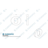 This image is a line drwaing of a Eurospec - Oval profile Escutcheon - Satin Anodised Aluminium available to order from Trade Door Handles in Kendal