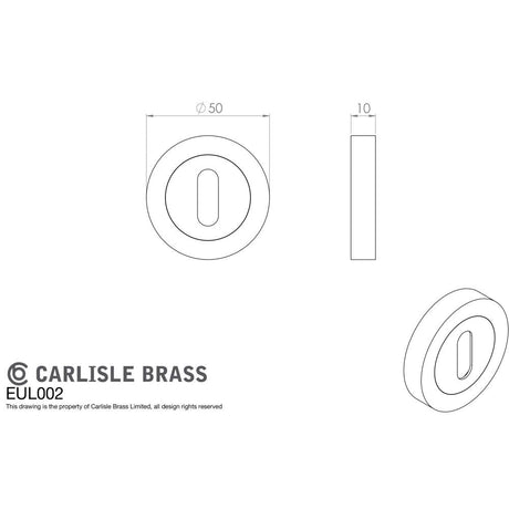 This image is a line drwaing of a Carlisle Brass - Lock Escutcheon - Polished Chrome available to order from Trade Door Handles in Kendal