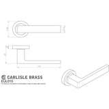 This image is a line drwaing of a Carlisle Brass - Sasso Lever on Rose - Matt Black available to order from Trade Door Handles in Kendal