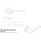 This image is a line drwaing of a Carlisle Brass - Velino Lever on Round Rose - Satin Nickel available to order from Trade Door Handles in Kendal