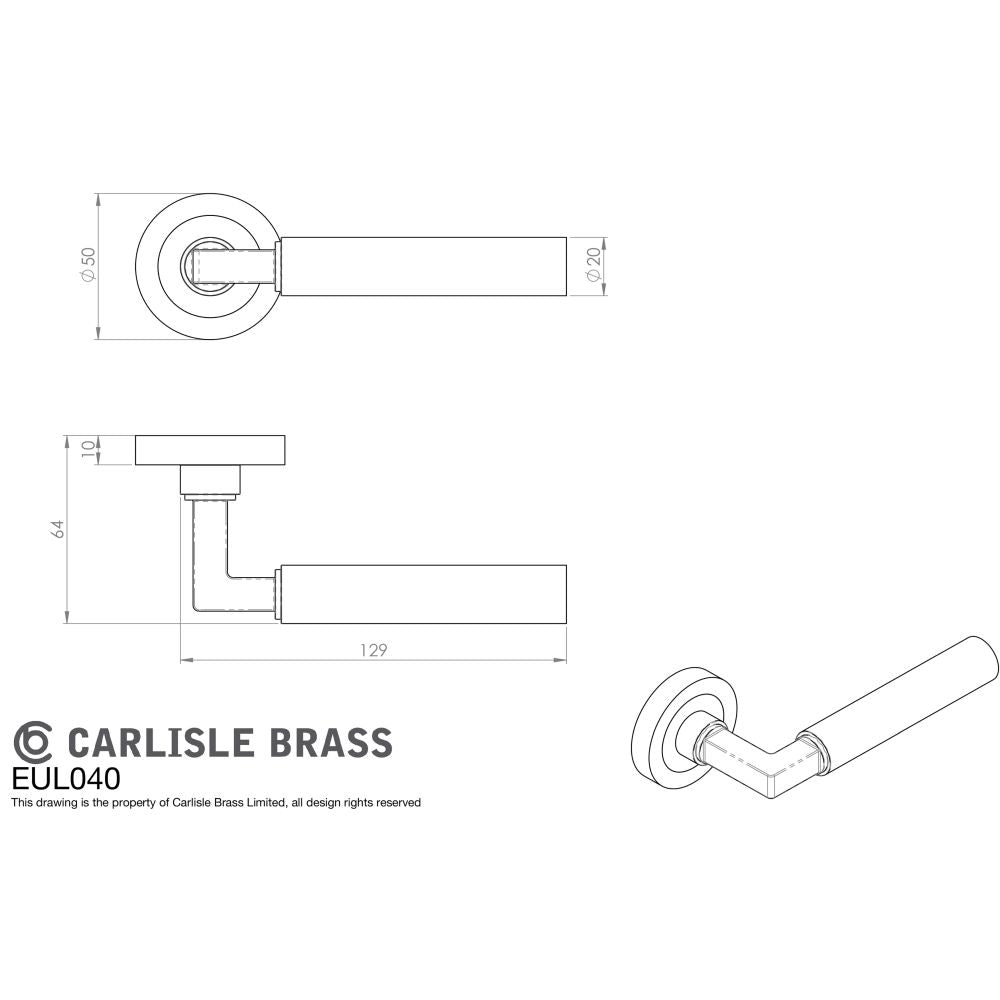 This image is a line drwaing of a Carlisle Brass - Amiata Lever on Rose - Satin Nickel available to order from Trade Door Handles in Kendal