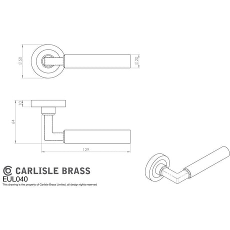 This image is a line drwaing of a Carlisle Brass - Amiata Lever on Rose - Satin Brass available to order from Trade Door Handles in Kendal