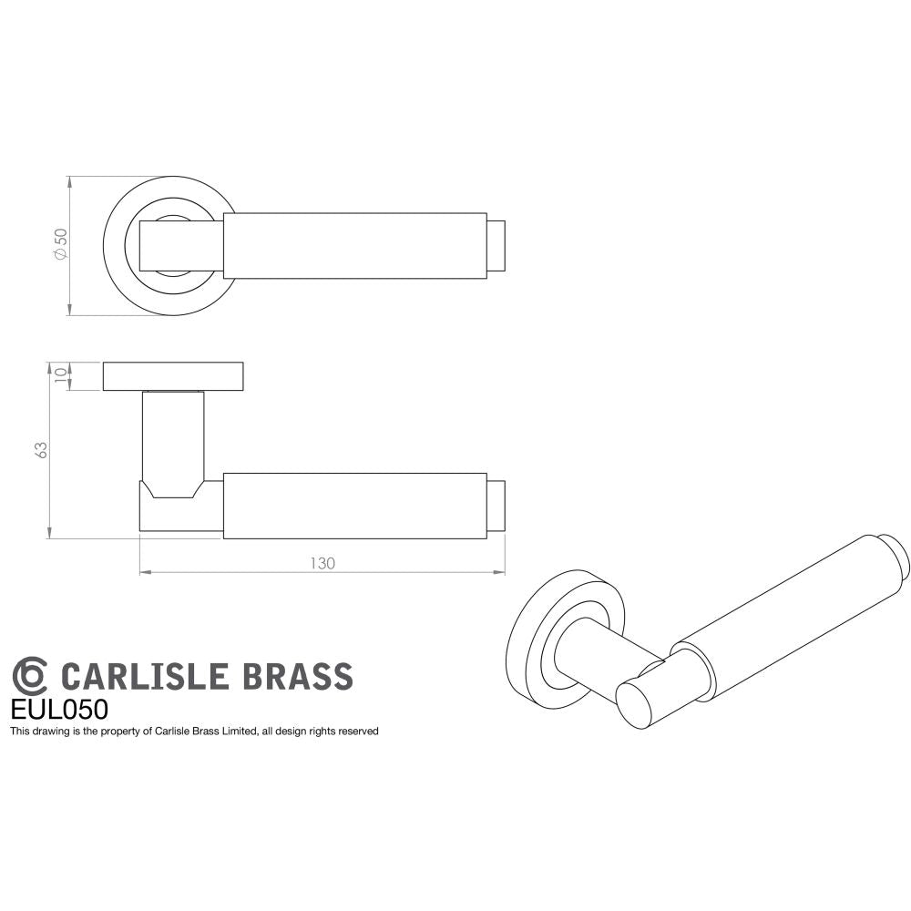 This image is a line drwaing of a Carlisle Brass - Varese Knurled Lever on Rose - Satin Nickel available to order from Trade Door Handles in Kendal