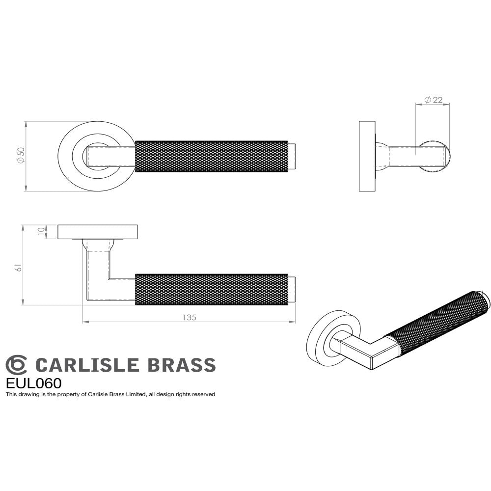 This image is a line drwaing of a Carlisle Brass - Terazzo Lever On Round Rose - Matt Black available to order from Trade Door Handles in Kendal