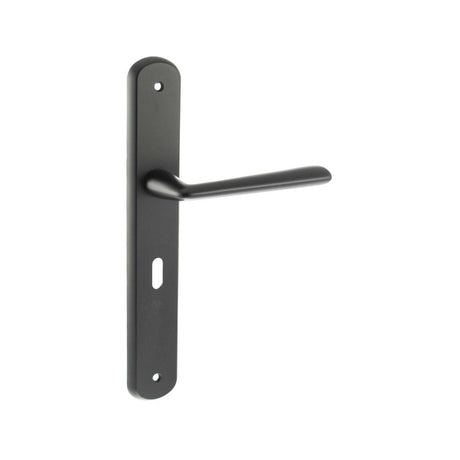 This is an image of Forme Brigette Solid Brass Key Lever on Backplate - Matt Black available to order from T.H Wiggans Architectural Ironmongery in Kendal, quick delivery and discounted prices.