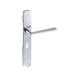 This is an image of Forme Brigette Solid Brass Key Lever on Backplate - Polished Chrome available to order from Trade Door Handles.