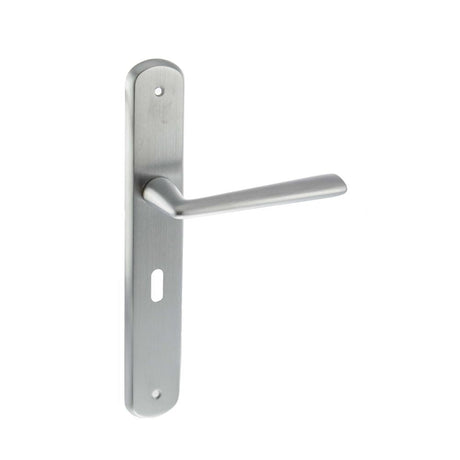 This is an image of Forme Brigette Solid Brass Key Lever on Backplate - Satin Chrome available to order from T.H Wiggans Architectural Ironmongery in Kendal, quick delivery and discounted prices.