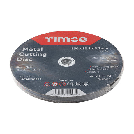 This is an image showing TIMCO Bonded Abrasive Disc - For Cutting - 230 x 22.2 x 3.2 - 25 Pieces Box available from T.H Wiggans Ironmongery in Kendal, quick delivery at discounted prices.