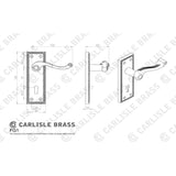 This image is a line drwaing of a Carlisle Brass - Georgian Lever on Lock Backplate - Polished Brass available to order from Trade Door Handles in Kendal