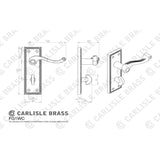 This image is a line drwaing of a Carlisle Brass - Georgian Lever on WC Backplate - Polished Brass available to order from Trade Door Handles in Kendal