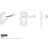 This image is a line drwaing of a Carlisle Brass - Georgian Lever on Privacy Backplate - Polished Brass available to order from Trade Door Handles in Kendal