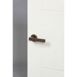 This is an image of Forme Asti Designer Lever on Minimal Round Rose - Urban Bronze available to order from T.H Wiggans Architectural Ironmongery in Kendal, quick delivery and discounted prices.