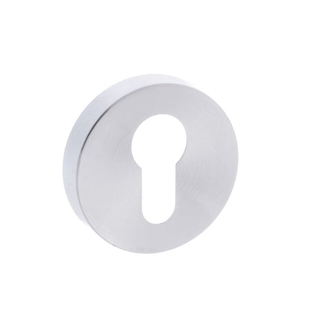 This is an image of Forme Euro Escutcheon on Minimal Round Rose - Satin Chrome available to order from T.H Wiggans Architectural Ironmongery in Kendal, quick delivery and discounted prices.