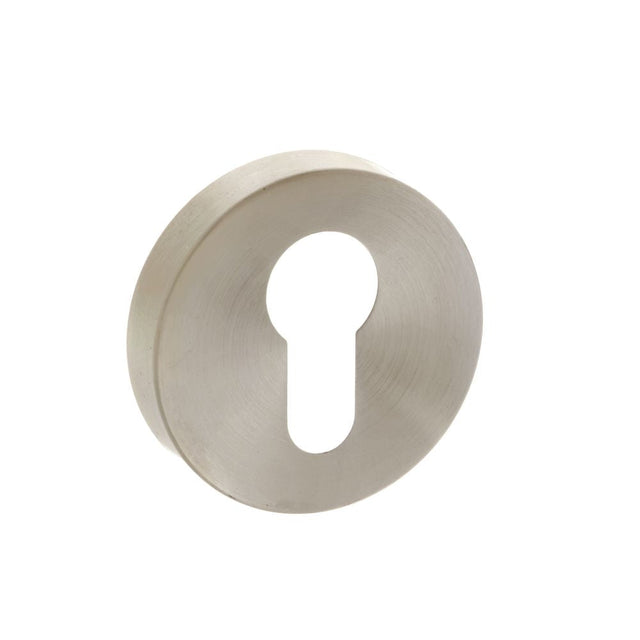 This is an image of Forme Euro Escutcheon on Minimal Round Rose - Satin Nickel available to order from T.H Wiggans Architectural Ironmongery in Kendal, quick delivery and discounted prices.