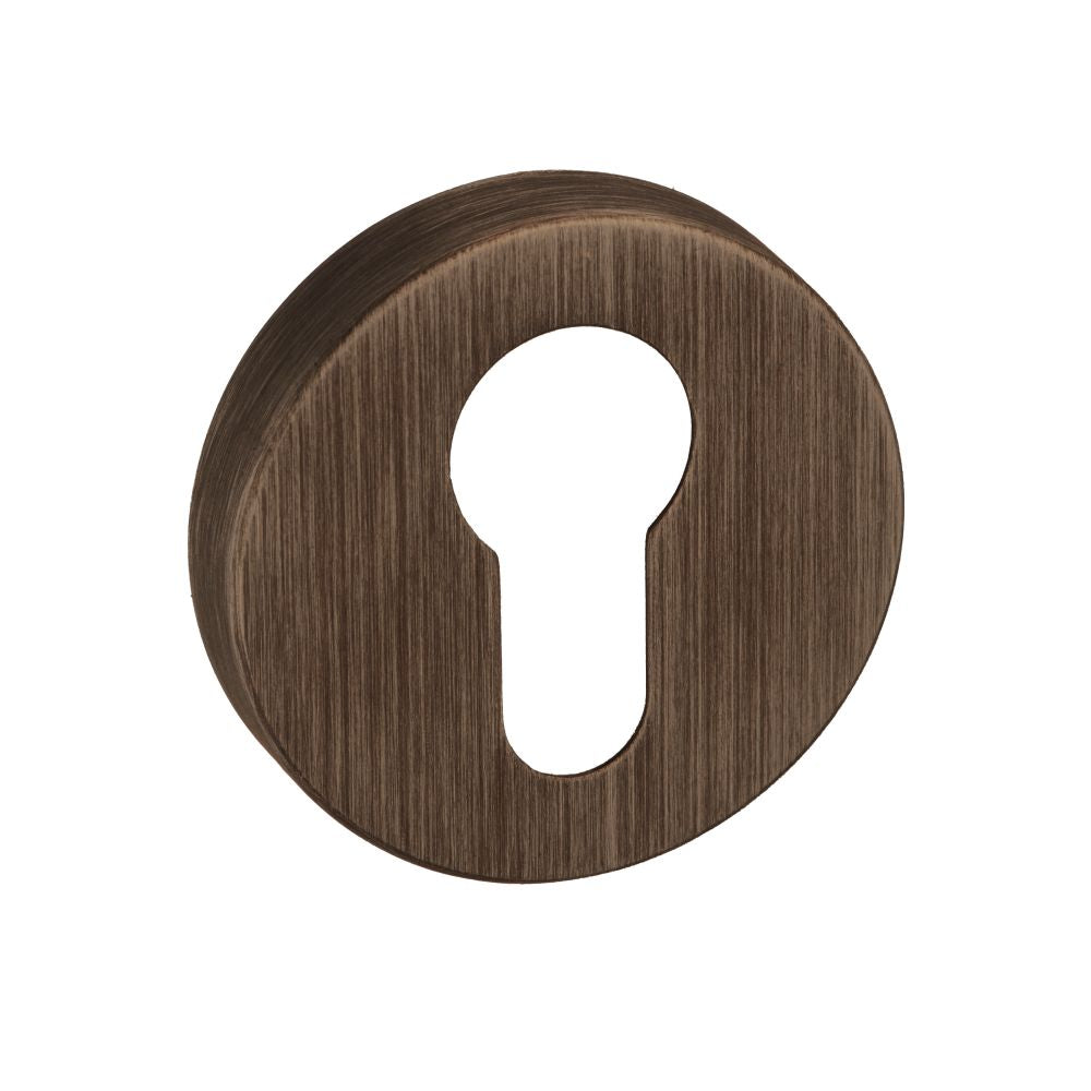 This is an image of Forme Euro Escutcheon on Minimal Round Rose - Urban Bronze available to order from T.H Wiggans Architectural Ironmongery in Kendal, quick delivery and discounted prices.