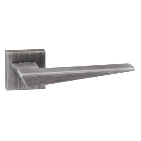 This is an image of Forme Naxos Designer Lever on Minimal Square Rose - Urban Graphite available to order from T.H Wiggans Architectural Ironmongery in Kendal, quick delivery and discounted prices.