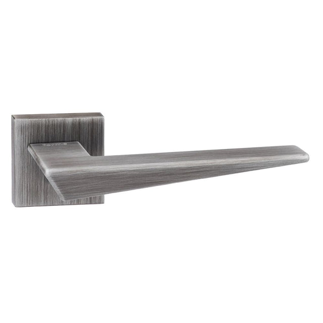 This is an image of Forme Naxos Designer Lever on Minimal Square Rose - Urban Graphite available to order from T.H Wiggans Architectural Ironmongery in Kendal, quick delivery and discounted prices.