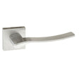This is an image of Forme Olimpia Designer Lever on Minimal Square Rose - Satin Chrome available to order from T.H Wiggans Architectural Ironmongery in Kendal, quick delivery and discounted prices.