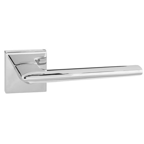 This is an image of Forme Boston Designer Lever on Minimal Square Rose - Polished Chrome available to order from T.H Wiggans Architectural Ironmongery in Kendal, quick delivery and discounted prices.