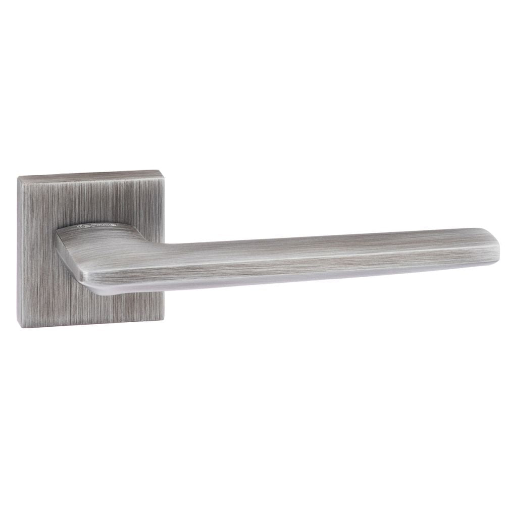 This is an image of Forme Boston Designer Lever on Minimal Square Rose - Urban Graphite available to order from T.H Wiggans Architectural Ironmongery in Kendal, quick delivery and discounted prices.