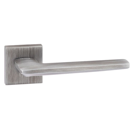 This is an image of Forme Boston Designer Lever on Minimal Square Rose - Urban Graphite available to order from T.H Wiggans Architectural Ironmongery in Kendal, quick delivery and discounted prices.