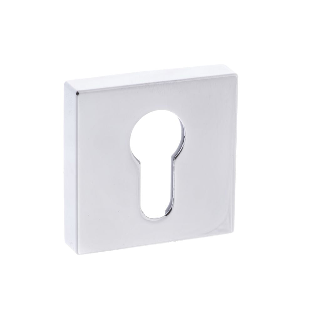 This is an image of Forme Euro Escutcheon on Minimal Square Rose - Polished Chrome available to order from T.H Wiggans Architectural Ironmongery in Kendal, quick delivery and discounted prices.