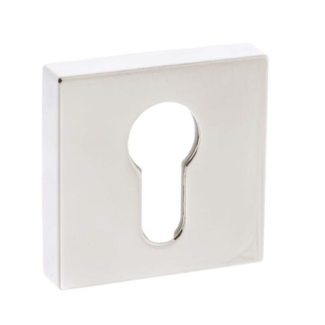 This is an image of Forme Euro Escutcheon on Minimal Square Rose - Polished Nickel available to order from T.H Wiggans Architectural Ironmongery in Kendal, quick delivery and discounted prices.