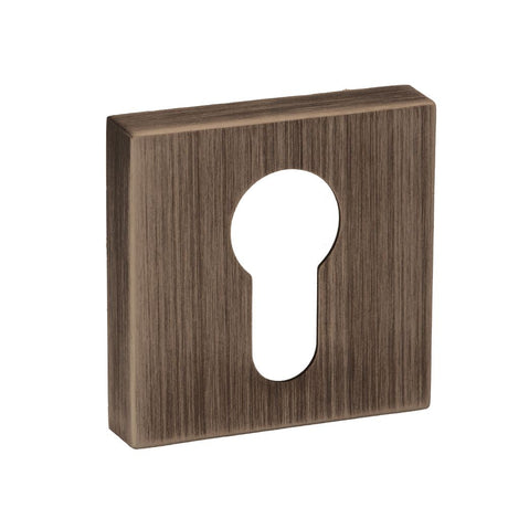 This is an image of Forme Euro Escutcheon on Minimal Square Rose - Urban Bronze available to order from T.H Wiggans Architectural Ironmongery in Kendal, quick delivery and discounted prices.