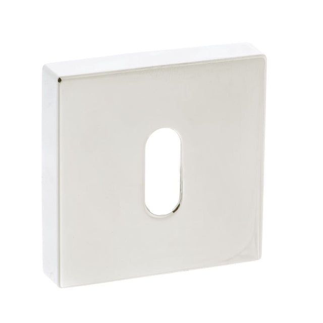 This is an image of Forme Key Escutcheon on Minimal Square Rose - Polished Nickel available to order from T.H Wiggans Architectural Ironmongery in Kendal, quick delivery and discounted prices.